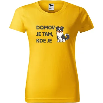 Dámské oblečení DOBRÝ TRIKO Dámské tričko s potiskem Domov pes Barva: Žlutá, Velikost: XS