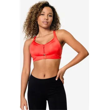 Podprsenka DECATHLON Dámská fitness podprsenka na zip vysoké zpevnění M ČERVENÁ