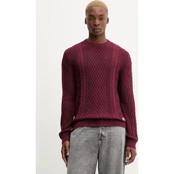 Pánský svetr Bavlněný svetr Tommy Jeans pánský, vínová barva, DM0DM22101 93A, vel. XXL