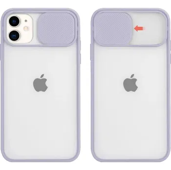 Pouzdro na mobilní telefon Silikonový obal s posuvným krytem na fotoaparát pro iPhone 12 Pro Barva: Fialová