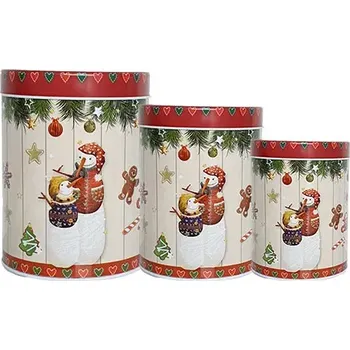 Bílá plechová dárková krabička - vánoční motiv