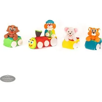 Jedlá dekorace na dort Vláček a zvířátka – cukrová dekorace na dort