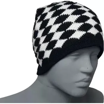 Zimní čelenka Unisex zimní čepice - černobílá