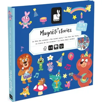 magnetka pro dítě Janod Magnetistories Narozeninová párty zvířátek
