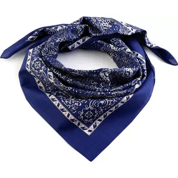 Šátek Šátek bavlněný kašmírový vzor - MODRÝ - 70x70 cm - 100% BAVLNA