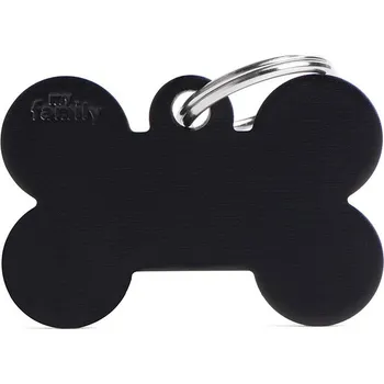psí známka DOGG Známka pro psa Velká Aluminium Černá Kost + GRAVÍROVÁNÍ ZDARMA