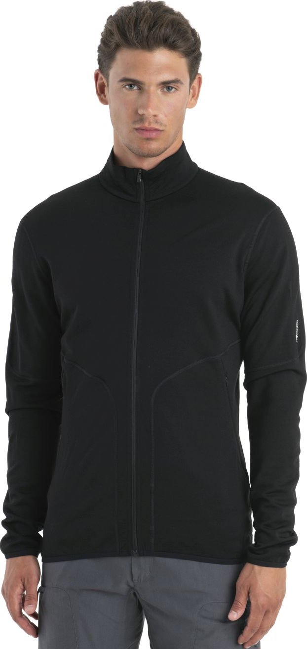 Pánská merino mikina ICEBREAKER Mens 560 Realfleece Elemental II LS Zip, Black velikost: S