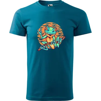 Pánská móda DOBRÝ TRIKO Pánské tričko s potiskem Žabka Velikost: 2XL, Barva: Petrolejová