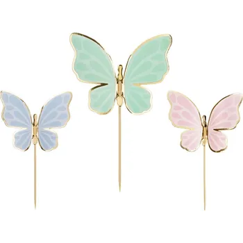PartyDeco Zápichy na dort 9 × 6,5 cm motýlci 9 ks