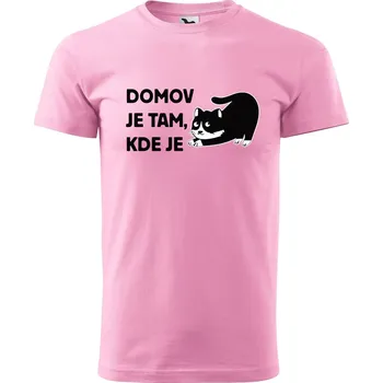 Pánské tričko DOBRÝ TRIKO Pánské tričko s potiskem Domov kočka Velikost: S, Barva: Růžová