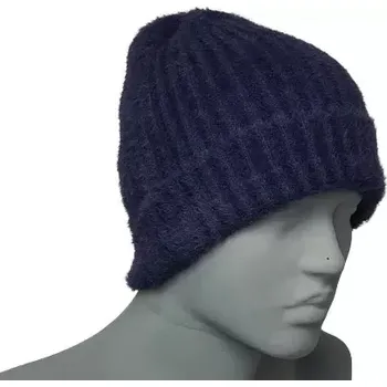 Zimní čelenka Unisex zimní čepice s chloupkem - modrá