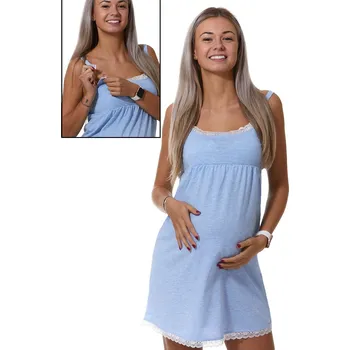 Dámské noční prádlo Nebesky modrá košilka s tenkými odepínacími ramínky na kojení 1C4117 modrá xl