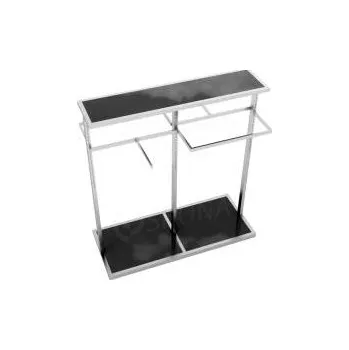 Věšák Štendr/stojan na šaty 1224 s příslušenstvím, výška 136cm,šířka 120cm,nerez a černé sklo