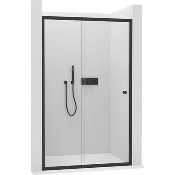 CERANO - Sprchové posuvné dveře Varone POINT L/P - 6 mm - černá matná, transparentní sklo - 160x195 cm