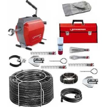 Čistič odpadu Čistička potrubí R 600, 20-150mm + spirály, nářadí SET 16+22 Rothenberger 19173 (Rothenberger 19173 Elektrická čistička potrubí 230V, set se spirálami)