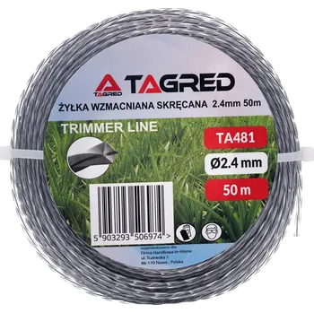 Křovinořez Žací struna pro křovinořez, vyžínač, kroucená, čtvercová 2,4 mm x 50 m, šedá, zesílená TA481