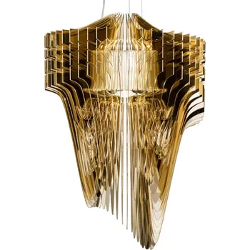 Slamp Aria L gold, závěsný světelný objekt od Zaha Hadid, 4x E27 + 11W LED, délka 115cm