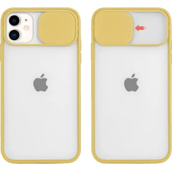 Pouzdro na mobilní telefon Silikonový obal s posuvným krytem na fotoaparát pro iPhone 12 Pro Barva: Žlutá