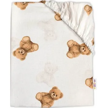 Prostěradlo Baby Nellys Bavlněné prostěradlo do postýlky 120 x 60 cm Míša, bílé s potiskem Baby Nellys