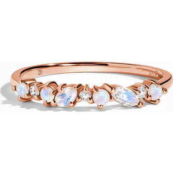Prsten Royal Fashion prsten 14k zlato Vermeil GU-DR23094R-ROSEGOLD-MOONSTONE-TOPAZ Velikost: 9 (EU: 59-60)