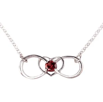 Náhrdelník granát - stříbrný náhrdelník - srdce (8092) povrchová úprava: zlacené