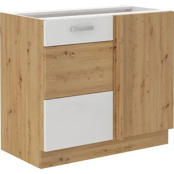 Kuchyňská skříňka 105 ND 1F BB Spodní rohová skříňka ARTISAN bílý lesk/dub artisan