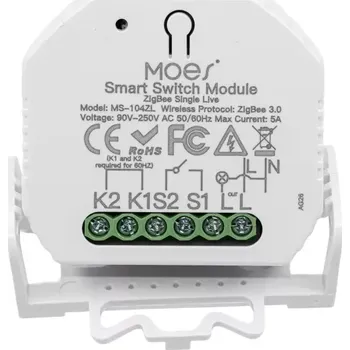 Centrální jednotka pro chytrou domácnost MOES Smart Switch Module - Zigbee DIY spínač světel nevyžaduje "N" vodič 5 A 1