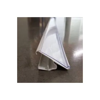 Lišty na cenovky, cenovková lišta násuvná na police 16 až 20mm,40x990mm,sklon 45°, bílé pozadí