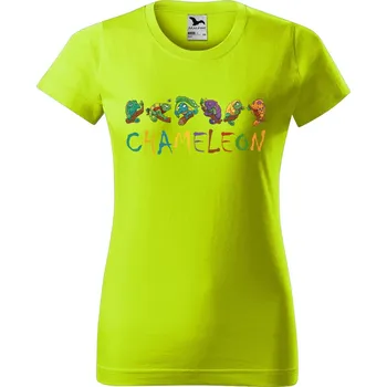 Dámské oblečení DOBRÝ TRIKO Dámské tričko s potiskem Chameleon Barva: Limetková, Velikost: L