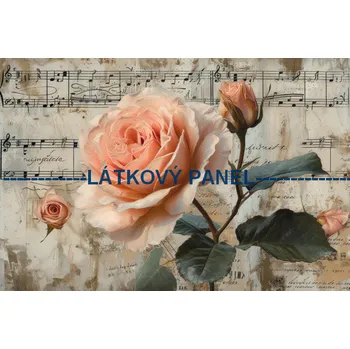 Panel bavlna - Květiny s notami - VI-86 Velikost: 60x40cm