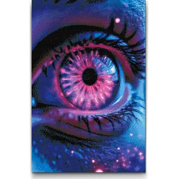 Diamantové malování Diamantové malování - Oko s fialovým nádechem Velikost: 40x60cm, Rámování: Pouze srolované plátno, Diamanty: Čtvercové