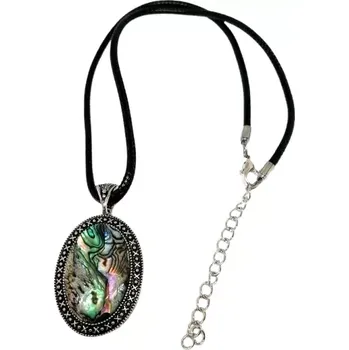 Přívěsek Přívěsek ovál s perletí Paua/Abalone/ (S černou šnůrkou na krk)