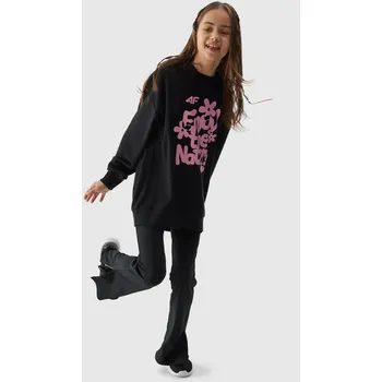 Chlapecká mikina Dívčí tepláková mikina bez zapínání a s kapucí 4F velikost 158 černá