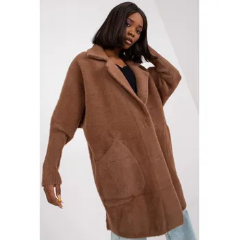 Dámský kabát Alpaka kabát Nora s netopýřími rukávy hnědý