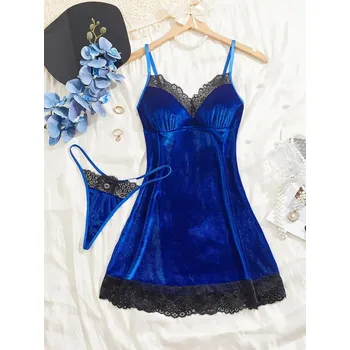 Dámské erotické prádlo Sametová Barva/velikost: Modrá 3XL/4XL