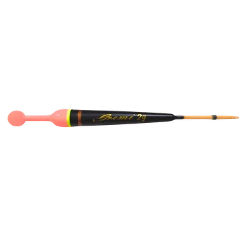 Signalizace záběru Splávek na plavanou 2 g – černé tělo se zlatým popisem, reflexní anténka s kuličkou