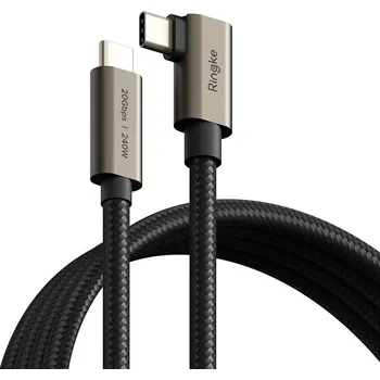 Datový kabel RINGKE USB 3.2 GEN 2X2 TYPE-C 90 DEGREE CABLE PD240W 200CM BLACK