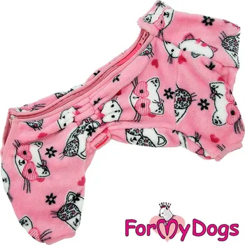 Obleček pro psa FOR MY DOGS plyšový overal PUSSYCAT, růžový Velikost: 10/XS