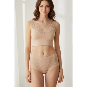 Kalhotky Cotonella Krajkové kalhotky s vysokým pasem bio bavlna Purity 663188