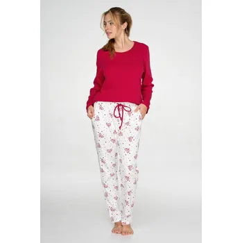 Dámské pyžamo TIMO Timo | Dámské bavlněné pyžamo Burgundy Hearts - 2XL / 37