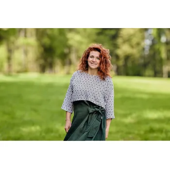 Nelly Dámský lněný top/crop kopretina velikost: xl-xxl