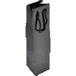 Dárková papírová taška SHINE na víno 10x40x10 cm, černá, bavlněné ucho