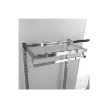 Prodejní regál VARIANT rám police s věšákovou tyčí, 663 x 360 mm se skleněnou policí