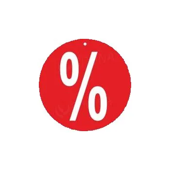 Dárková visačka Papírové visačky SKONTO, průměr 240 mm, potisk "%", červené, 10 ks