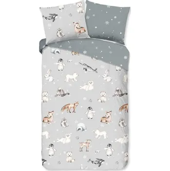 Povlečení Šedé flanelové dětské povlečení na jednolůžko 140x200 cm Cira – Good Morning ID_1748054