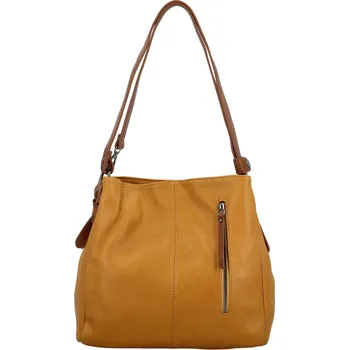 Stylová dámská koženková kabelka na rameno Smilla, tmavě žlutá