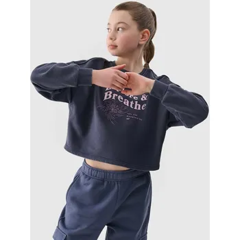 Chlapecká mikina Dívčí cropped mikina 4F velikost 146 anthracite