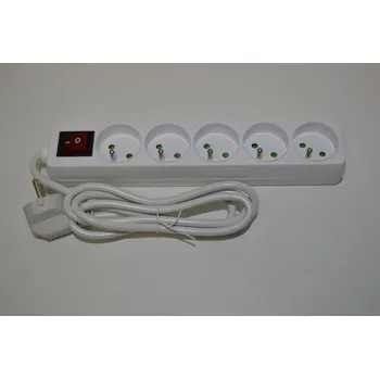 Napájecí kabel Prodlužovací kabel s vypínačem - 5 zásuvek, 1,5 metru, prodlužovák
