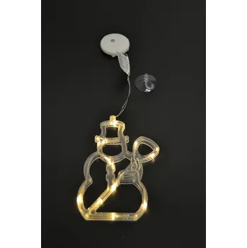 Vánoční dekorace Závěsné bateriové vánoční osvětlení do okna sněhulák teple bílý