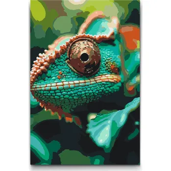 Malování podle čísel - Oko chameleona Velikost: 40x60cm, Rámování: Pouze srolované plátno